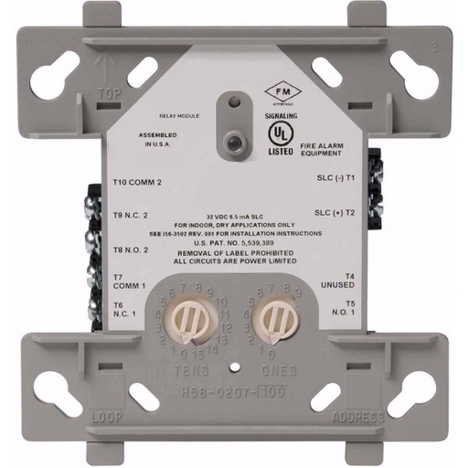 MÓDULO DIRECCIONABLE DE CONTROL CON DOBLE SALIDA DE RELEY TIPO C PARA ACTIVAR DISPOSITIVOS AUXILIARES COMO VENTILADORES, COMPUERTAS, SOPORTES DE PUERTA, EQUIPOS DE CONTROL, ETC. | FIRE-LITE