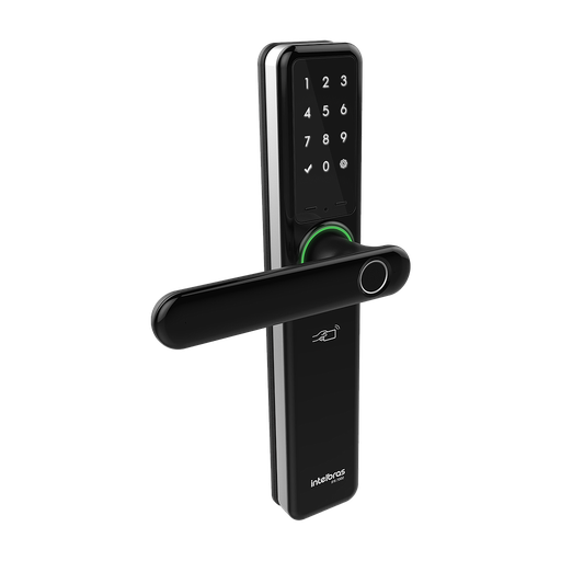 4670007 | CERRADURA SMART | CON MANIJA | SOPORTA 100 BIOMETRIAS | 9 CONTRASEÑAS | 100 TAGS | APP IZY SMART | Incluye: 2 LLAVES | INTELBRAS