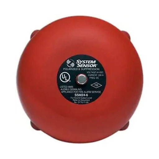 CAMPANA DE ALARMA PARA INCENDIO / 6 PULGADAS / 24 VCD / 82 dB